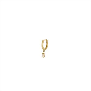 PP HOOP gold creole earrings with 1 baguette diamond AND PARIS