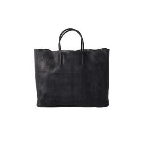 MESH LEATHER PAPERBAG L BLACK AMIACALVA