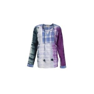 TIE AND DYE BLOUSE CHECK BLUE V DE VINSTER