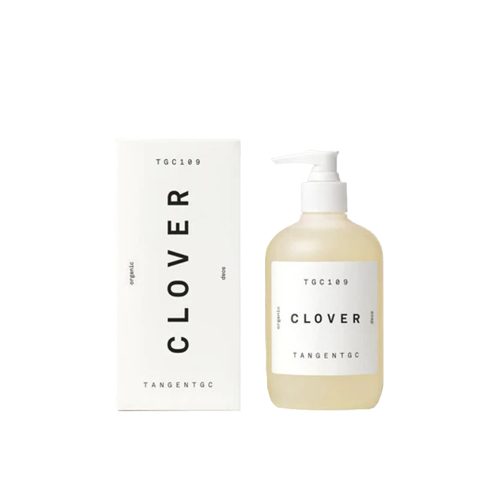 Embrace the scent of Clover in Tangent GC's organic liquid soap, artfully crafted with pure vegetable oils. A fragrant journey through blooming meadows.