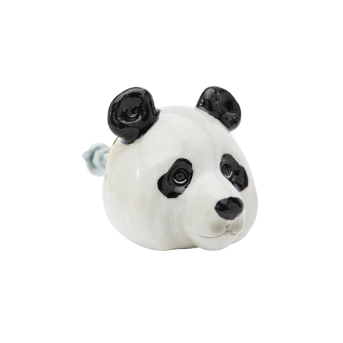 Ideal for a child's bedroom, the hand-painted porcelain Panda head doorknob comes with durable metal fixing bolts, adding playful charm.