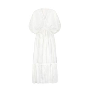 plunge neck dress abira white lemlem